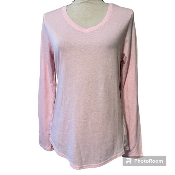 ZELOS womens size small pink long sleeve v-neck t-shirt casual wear new - Picture 1 of 10